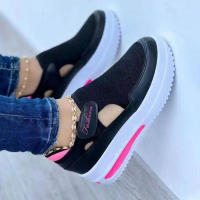 Zapatos Casuales Rojos Para Mujer Transpirables Y Moda Verano Sandalias Plataforma Zapatos Deportivos Nuevos Material Superior Mesh - details 1
