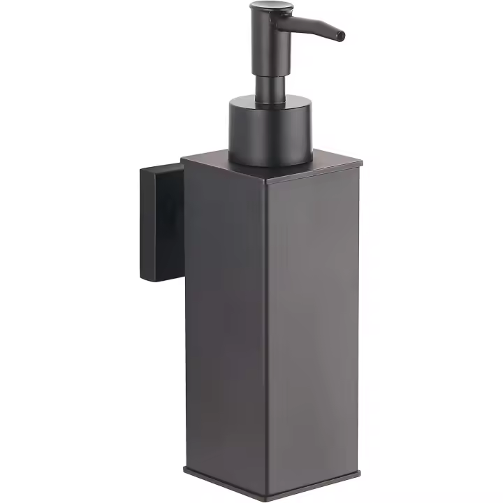 Dispensador de jabón montado en la pared de acero inoxidable 304 para la decoración del hogar (negro) - 1