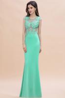 Vestido De Noche Sirena Con Encaje Y Aplicaciones Verde Con Broches Sin Mangas Formal Para Fiesta De Baile Y Premiaciones Vestido Largo De Fiesta - details 12
