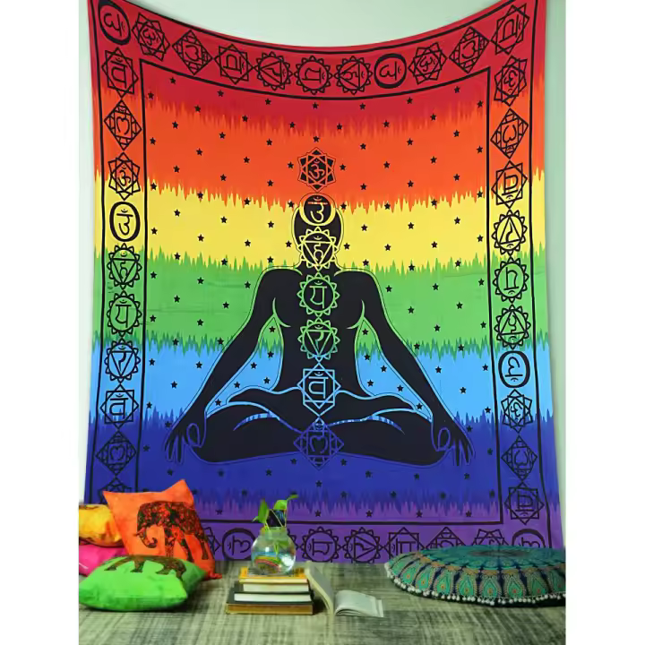 Printex-Tapiz with Estilo de Mandala Indio-220x240 cm- Pareo Manta Picnic,Yoga, Antiarena, Multiusos, Decoracion Cocina, Toalla de Playa - 1
