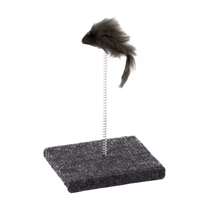 COTTECOTA-Juguete para Gato 14 x 24 cm Juguete ligero para Mascota para Gato Entretenimiento Rascador para Gatos Poste pequeño Rascador interior Casa Arbol interactivo Gatos Color Gris Rascador con Raton Ref.88536 - 1