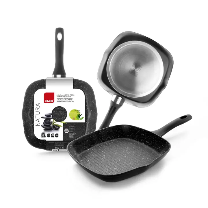 Ibili Parrilla IBILI GRILL NATURA 28X28 CM - Utensilios de Cocina de Alta Calidad - 1