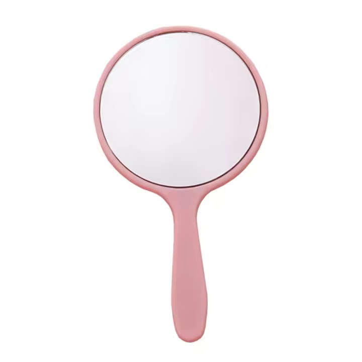 Espejo De Maquillaje Portátil Redondo Con Mango Para Mujeres Espejo De Vestíbulo Compacto De Plástico Magnificante Estilo Moderno 6 Pulgadas - 1