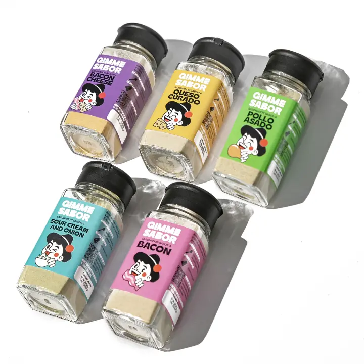 PACK DE BÁSICOS Gimme Sabor - Bacon, Sour Cream, Pollo Asado, Queso Curado y Bacon con Queso, Sin alergenos, sin glutamato, sin gluten - 1
