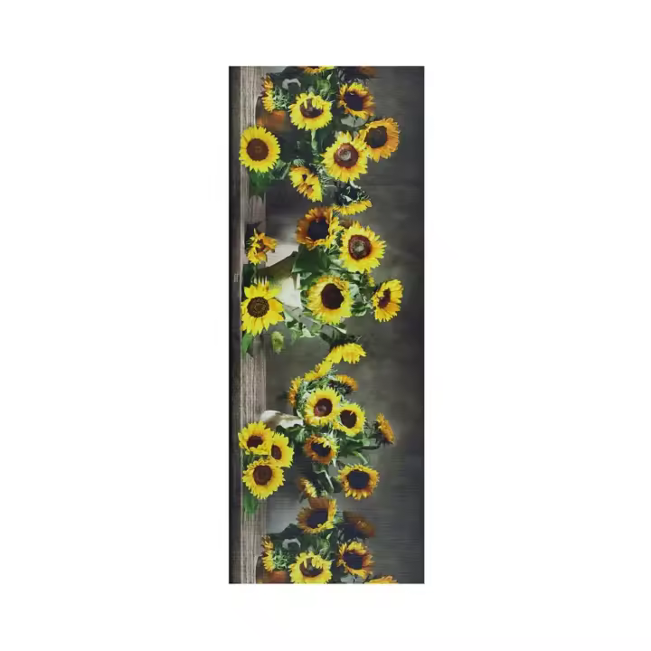 Alfombra vinílica de cocina diseño de flores en amarillo - RICCI SUNFLOWERS | 52x100, 52x200 cm - 1
