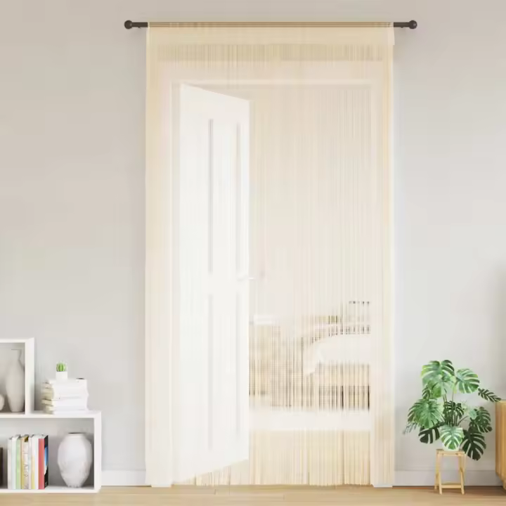 Cortinas de flecos 2 piezas 100x250 cm crema - 1