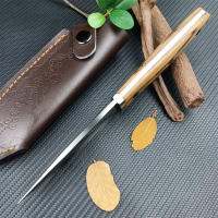 Cuchillo Fijo HUAAO FC5029 Con Hoja De Acero Inoxidable 5c13Mov Y Mango De Madera Hoja De Acero Laminado En Hoja Cubierta De Cuero PU Para Supervivencia Al Aire Libre Y Caza Para Hombres - details 4