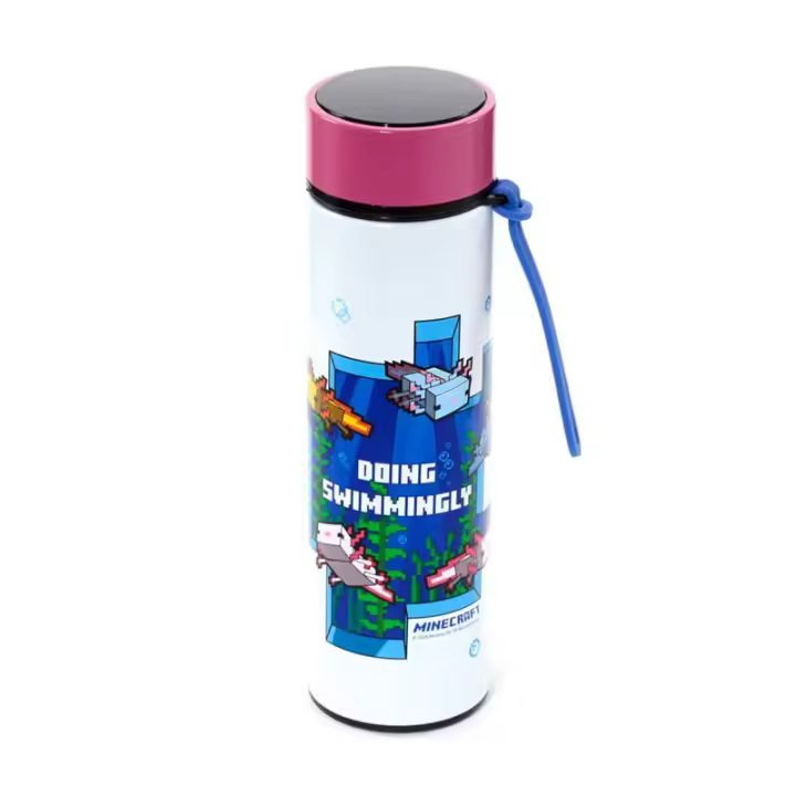 Botella acero inoxidable termo Ajolote Minecraft termometro 450ml - 1