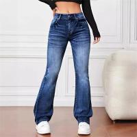 Jeans Flares Micro Para Mujer Casual Vintage Cintura Media Botones Splice Denim Pantalones Oficina Commuter Trend Streetwear - details 4