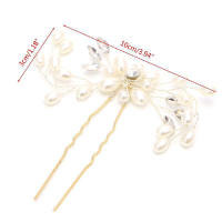 Pins De Cabello De Boda Con Cristales Y Perlas Accesorios De Cabello Para Novia U-Shaped Adornos De Cabello De Bridesmaid Joyería Para El Cabello - details 7