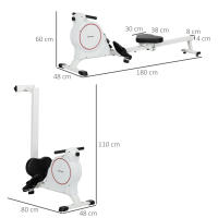 SPORTNOW Máquina de Remo Magnético Remo para Casa Plegable con Resistencia de 8 Niveles Pantalla LCD y 2 Ruedas de Transporte para Gimnasio Carga 130 kg 180x48x60 cm Blanco - details 2