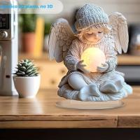 Angel 2D Flat Con Bala Luminosa De Acrílico Para Decoración De Oficina Y Sala De Estar Regalo De Cumpleaños Y Invierno Con Pedestal Incluido - details 5
