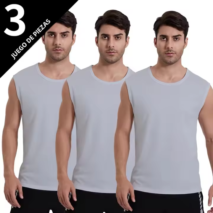 Chaleco Sin Mangas Para Hombre Talla Grande Negro Secado Rápido Cuatro Estaciones Moda Casual Chaleco De Fitness - 1
