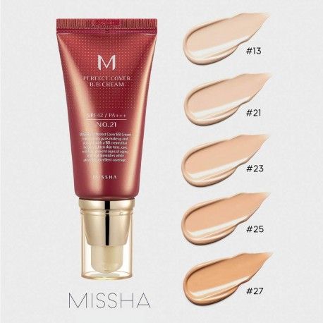 Missha BB Cream Perfect Cover 50ml - Protección Solar, Antiarrugas y Antimanchas