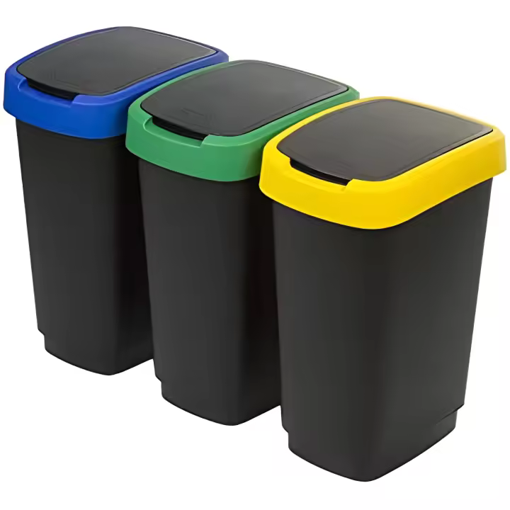 Rotho Twist 3x 25L Set di 3 cestini per Raccolta differenziata Coperchi colorati - 1
