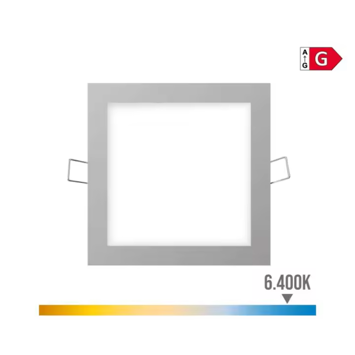 EDM Mini Downlight LED Empotrable Cuadrado 6W 6400K Luz Fría Cromo 11,7 cm - 31607  Iluminación Interior Downlights - 1