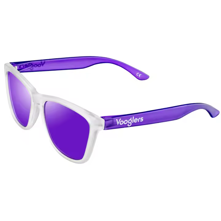 VOOGLERS - POLARIZED UNIQUE Santorini Sunset Gafas Para Hombre y Mujer Unisex, Sol, Polarizadas, UV400, Moda / Verano, Cristales Lentes de Espejo Morados, Montura Morada / Transparente Mate - 1