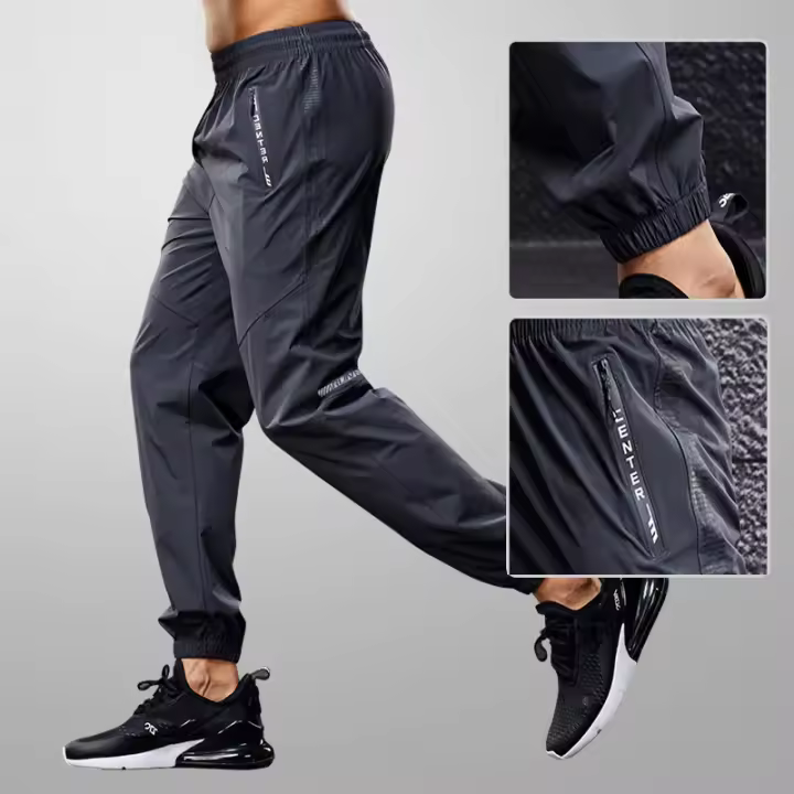 Pantalones Deportivos Para Hombre Con Bolsillos Y Cierre De Cremallera Pantalones De Correr Y Entrenamiento De Secado Rápido Fitness Casuales - 1