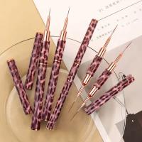 Set De 5 Pinceles Para Arte De Uñas Con Diseño De Leopardo Herramienta Profesional De Manicura Para Dibujar Líneas Estriadas En Gel UV Y Pintura De Uñas - details 2