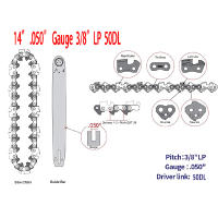 Cadena De Motosierra De Metal 14 Pulgadas 1/2/3/4/6 Piezas 3/8" Pitch 25 Cutter Cadena De Motosierra 50 DL Para Accesorios Eléctricos Cadena De Repuesto Para Motosierra - details 22