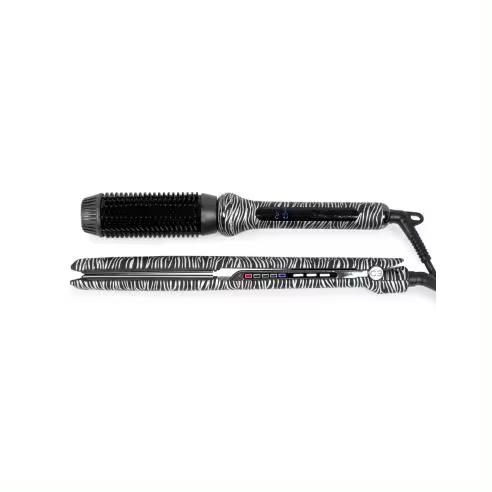 PACK CORIOLISS PLANCHA CABELLO C3 + HOT BRUSH SILVER ZEBRA - 1