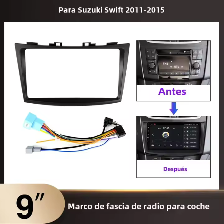 Marco De Radio Para Coche 9 Pulgadas Para Suzuki Swift 2011-2015 Marco De Instalación De Pantalla 2DIN DVD Adaptador De Bisel - 1