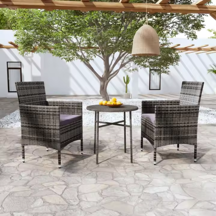 VidaXL Conjunto de jardín 1 mesa redonda + 2 sillones - 1