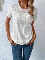 Camisetas Manga Short Mujer Verano Cuello Redondo Blusa Manga De Elegantes Casual Basic Top - details 1