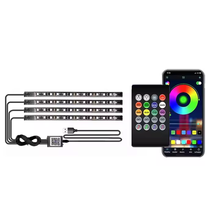 Kit De Luces LED Para Interior De Coche Ambiente Neón RGB Con Control Por App Y Luz De Pieza Accesorios Decorativos Para Automóvil - 1