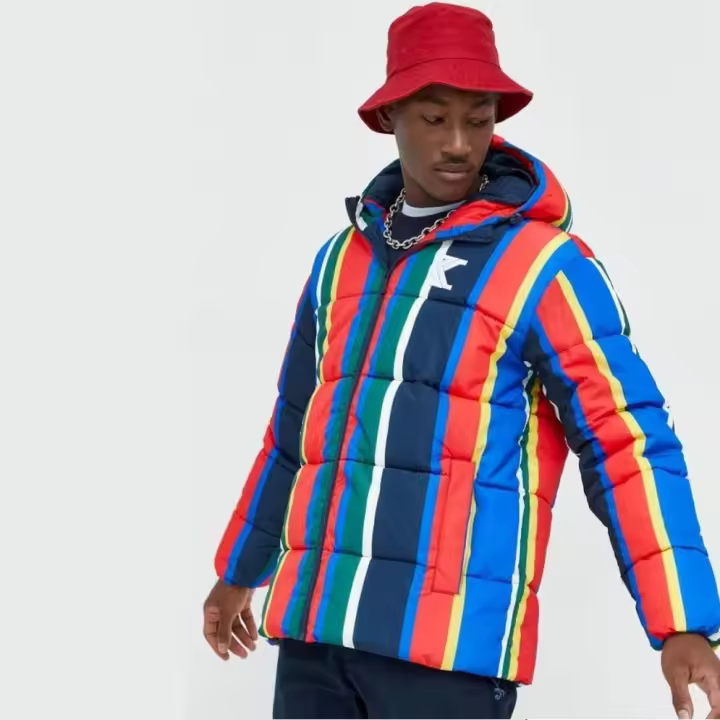 Cazadora KARL KANI OG STRIPE HOODED PUFFER JACKET Red/Blue/Green - 1