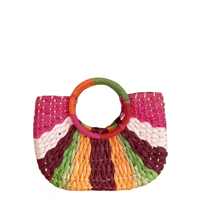 Bolsos de paja de Colores Arcoiris, bolsos de tejido para Mujer - 1