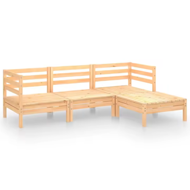 vidaXL Juego de muebles de jardín 4 piezas madera maciza pino - 1