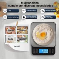 Báscula de cocina grande, precisión de 0,1 g, capacidad de 5 kg, con función de porcentaje, carga USB, pantalla LCD visual, plato de pesaje de acero inoxidable, color negro. ) (sin pilas) - details 2