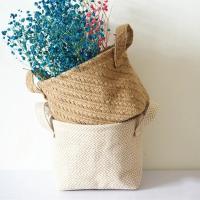 Cesta De Almacenamiento De Juta Tejida Con Algodón Y Lino Para Mesa Organizador De Juguetes Y Ropa Ecológico Plegable - details 0