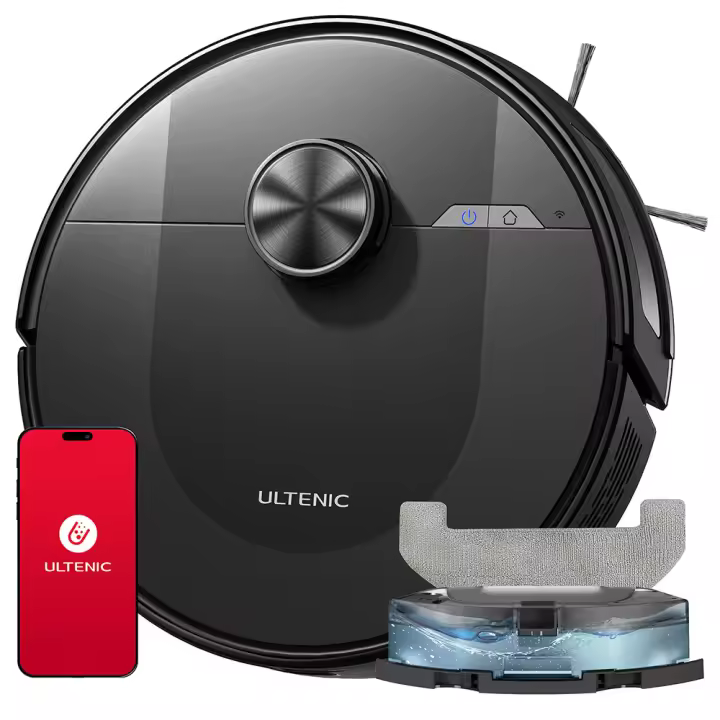 Aspiradora robot Ultenic D10 con estación totalmente automática, succión de 4000Pa, mapeo dual, secado con aire caliente, bolsa de polvo de 3L, batería de 5200mAh, tiempo de funcionamiento máximo de 180 minutos, control de APP/voz - 1