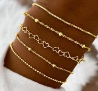 Juego De 11 Pulseras De Color Oro Punk Para Mujer Con Diseño De Corazón Y Cadena Cubana Pulsera Bohemia Moda Joyería Regalo - details 6
