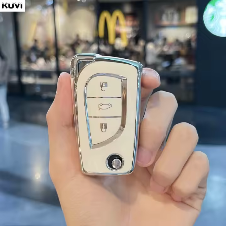 Funda De Llave De Coche Suave TPU Con 3 Botones Para Toyota Aygo Yaris Highlander Camry RAV4 Incluye Llavero Protector De Carcasa Automática - 1