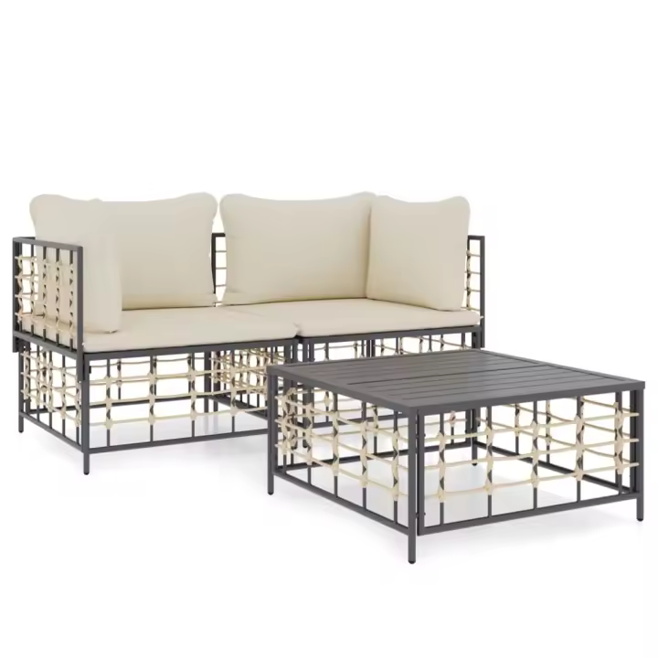 VidaXL Conjunto de jardín Laos 2 sillones + mesa - 1