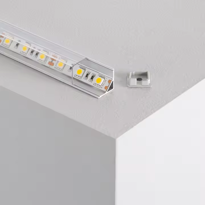 Ledkia Perfil de Aluminio Esquina Triangular 2m para Tira LED hasta 10mm Tapa Traslúcida - 1