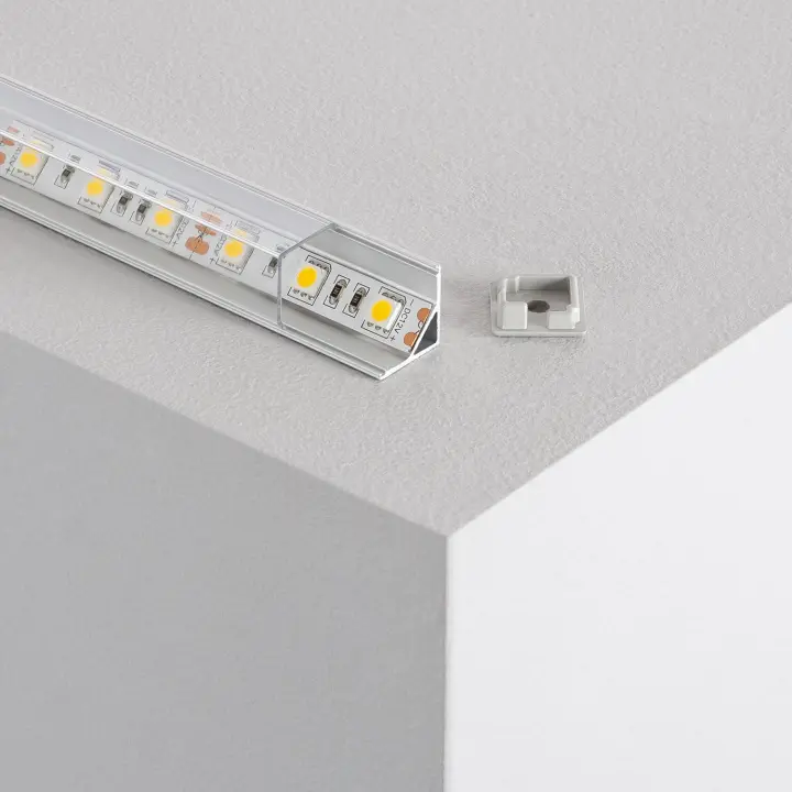 Ledkia Perfil de Aluminio Esquina Triangular 2m para Tira LED hasta 10mm Tapa Transparente - 1