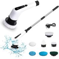 Electric Spin Scrubber,Cordless Cleaning Brush,Bathroom/Shower Scrubber with Adjustable Extension Handle & 7 Replaceable Brush Heads for Floor Wall Bathtub Tile Sink Bathroom - details 0
