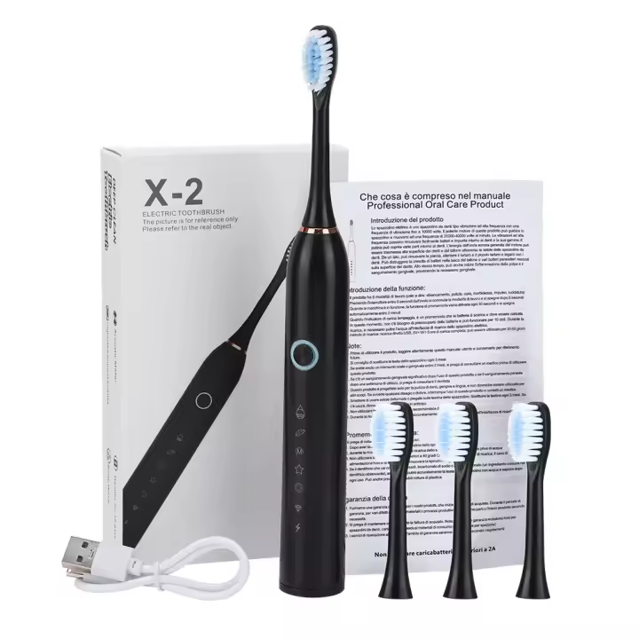 Cepillo De Dientes Eléctrico Sonic Recargable 6 Modos Electrónicos Con Cabezas De Reemplazo Impermeable Limpia Para Adultos - 1