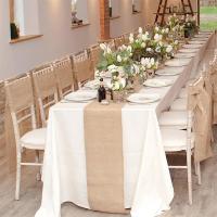 Corredor De Mesa Vintage De Lino Y Juta Natural 30cm X 1000cm Para Decoración De Boda Y Fiesta Rural En Casa Color Caqui - details 12