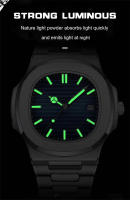 Reloj De Lujo Para Hombre Originate Quadrado De Acero Inoxidable Resistente Al Agua Con Luminiscencia Fecha Y Correa De Acero Reloj De Pulsera De Cuarzo - details 4