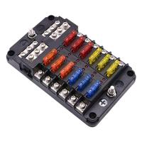 Soporte De Fusible Para Coche Barco Con Bloque De Fusible De 12 Maneras Y Indicador De Advertencia Panel De Distribución De Energía 12V~24V - details 1