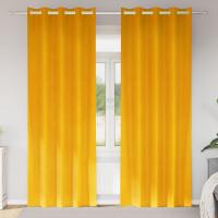 Cortinas Opacas de vidaXL con Ojales 2 pcs Mostaza Amarillo Terciopelo - details 0