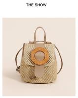 Mochila De Paja Estilo Feminino Para Verano Bolso De Hombro Viaje Playa Hecho a Mano Para Mujer Regalo Material Principal Poliéster - details 7