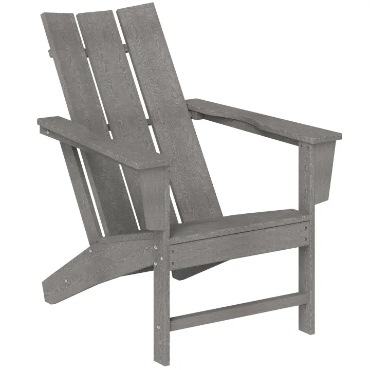 Outsunny Silla Adirondack Exterior Silla de Jardín con Asiento Extra Ancho Carga 120 kg para Patio Terraza Balcón 75x83x90 cm Gris Oscuro - 1