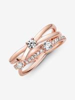 Pandora - Anillo de Triple Bright Band-Baño de Oro Rosa de 14 K - details 2