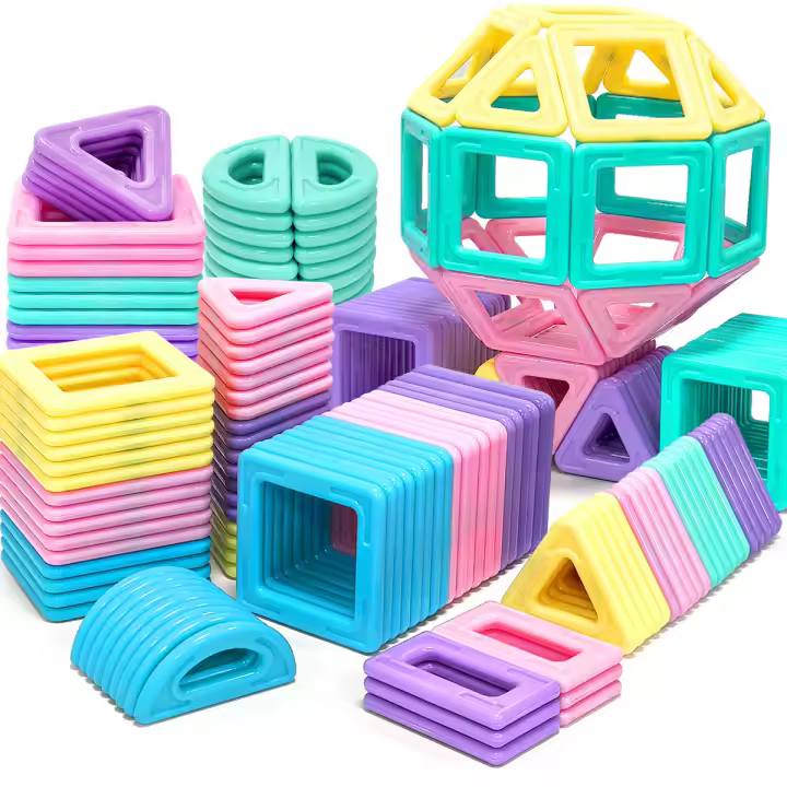 Juego De Construcción Magnético Macaron Set De Bloques Educativos STEM Duraderos Regalo Creativo De Cumpleaños Colores Variados - 1